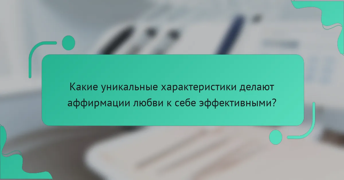 Какие уникальные характеристики делают аффирмации любви к себе эффективными?
