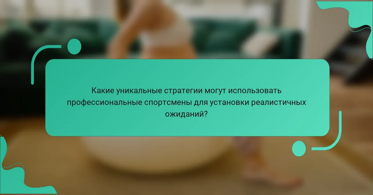 Какие уникальные стратегии могут использовать профессиональные спортсмены для установки реалистичных ожиданий?
