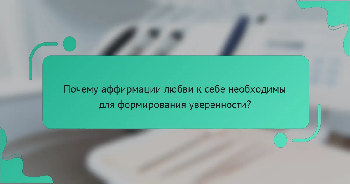 Почему аффирмации любви к себе необходимы для формирования уверенности?